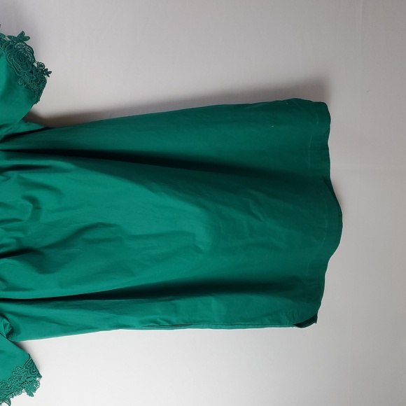 Heyton Emerald Green Embroided Lace Trim Of Shoulder MIDI Dress Sz L Cottagecore - Picture 3 of 14